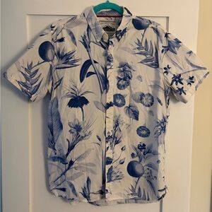 Penfield White and Blue Botanical Print Shirt
